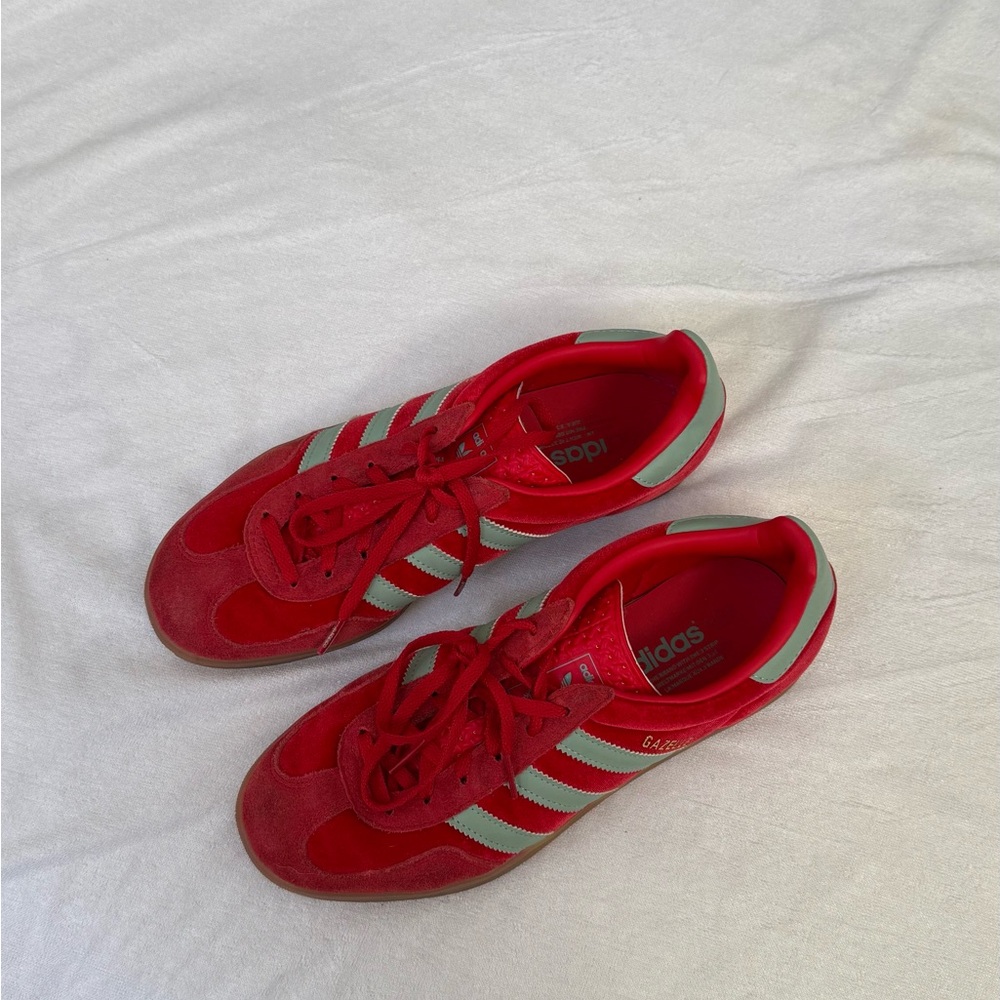 Adidas Gazelle Indoor Better Scarlet red velvet suede and Hazy Green - Picture 7 of 15